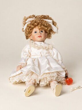MJC Art Deco Kelly Porcelain Doll 14” White Lace Dress Limited Edition Box COA